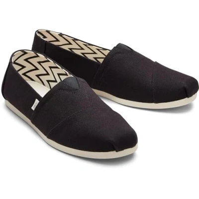 Image de TOMS Mocassins plats Alpargata en coton recyclé pour homme, noir/blanc, 45.5 EU