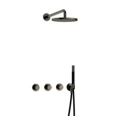 Afbeelding van Hotbath Cobber Regendoucheset IBS70 Verouderd ijzer Staaf handdouche 20cm Hoofddouche Wandarm Handouche met wandhouder