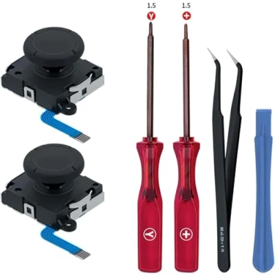 Image de Tolesum Joysticks Analogiques 3D de Remplacement pour Manette NS Switch/Switch OLED Joy Con/Switch Lite,Thumb Stick Capuchons avec Tournevis Kit d&#039;outils Reparation