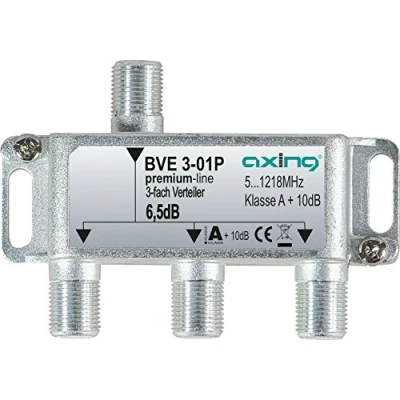 Image de Axing bve 3 01p splitter distributeur repartiteur voies sorties pour fm catv télévision numérique par câble (5 1218 mhz)