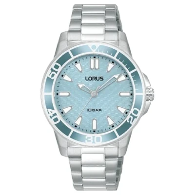 Afbeelding van Lorus analoog kwartshorloge voor dames met RG251VX9 metalen armband, zilver/blauw. De &quot;stijl&quot; van het product is als &quot;klassiek&quot; geclassificeerd omdat een horloge behuizing is,
