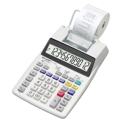 Image de Sharp EL 1750V Calculatrice avec imprimante LCD 12 chiffres adaptateur CA, pile
