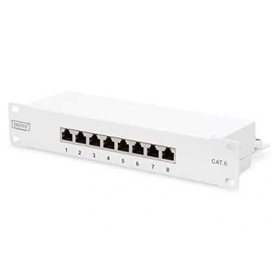 Afbeelding van Digitus Patch Panel 8 poorten Netwerkpatchpaneel 254 mm (10) CAT 6 1 HE Zwart