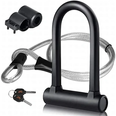 Afbeelding van U slot, Lock Dinoka 16 mm hoogveilig fietsslot met steunklem + 1200 flexibele gevlochten stalen kabel.