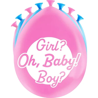 Afbeelding van Gender Reveal Party Ballonnen 8 stuks