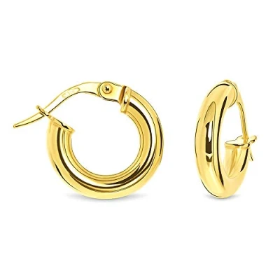 Afbeelding van Miore Oorbellen voor dames creolen in geelgoud / wit 9 karaat 375 goud, sieraden, geelgoud, zonder steen, geen parel, parel