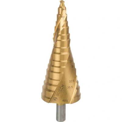 Afbeelding van Bosch Accessories 2608587434 HSS Getrapte boor 6 38.5 mm, 40.5 M10 M40 TiN Gezamenlijke lengte 125.5 mm 3 vlakken schacht 1 stuk(s)