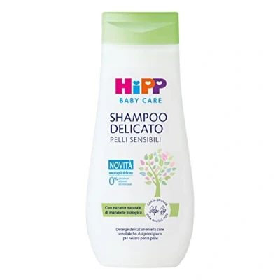 Afbeelding van HiPP Baby Care Zachte shampoo voor kinderen, reinigt met zachtheid, oogirriteert niet, de gevoelige huid, natuurlijk biologisch amandelextract, 1 fles van 200 ml