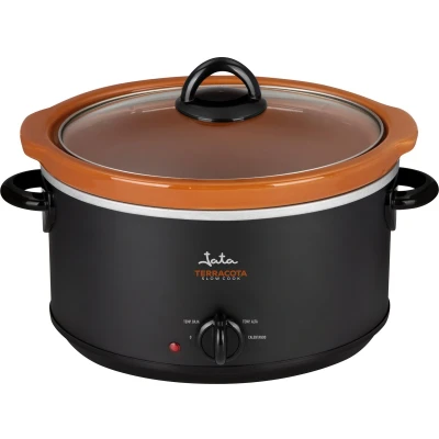 Afbeelding van Jata JEOL2135 Slowcooker Terracotta schaal met glazen deksel 3,5 liter inhoud 180 Watt