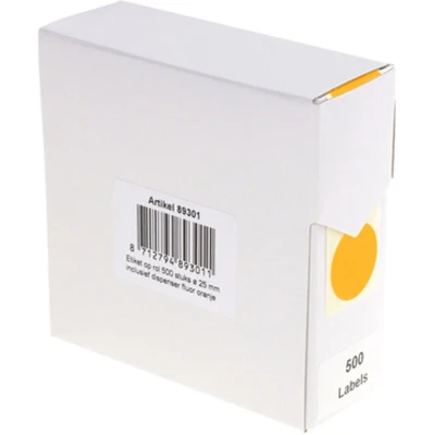 Afbeelding van Rillprint Ronde Etiketten, Diameter 25 Mm, Rol Van 500 Stuks, Fluo Oranje Etiket