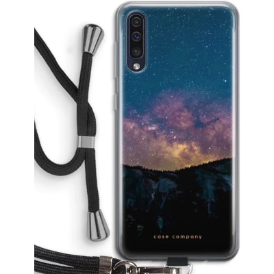 Afbeelding van Case Company® hoesje met Koord geschikt voor Samsung Galaxy A50 Travel to space Telefoonhoesje Zwart Bescherming aan alle Kanten en Over de Schermrand