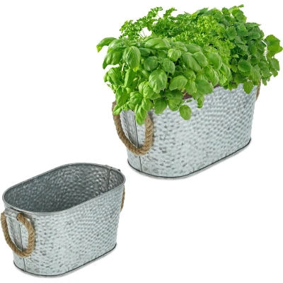 Afbeelding van Relaxdays, Bloempot, Kuip van zink (27 cm)