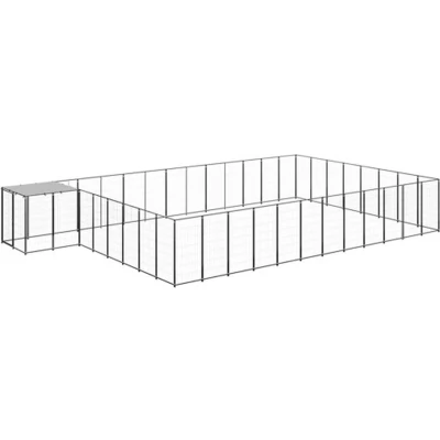 Afbeelding van vidaXL Hondenkennel 30,25 m² staal zwart