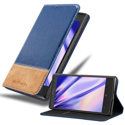 Afbeelding van Cadorabo Hoesje geschikt voor Nokia Lumia 1020 in DONKERBLAUW BRUIN Beschermhoes met magnetische sluiting, standfunctie en kaartvakje Book Case Cover Etui