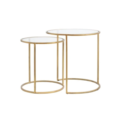 Afbeelding van Light &amp; Living Bijzettafel DUARTE Ø50x52cm Goud Set van 2
