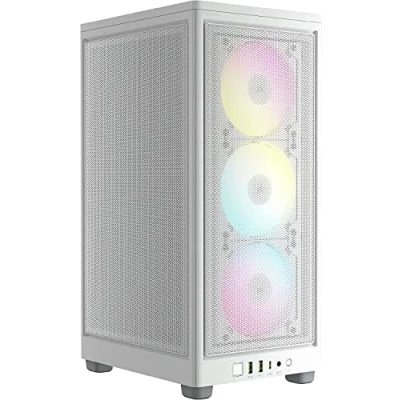 Afbeelding van Corsair iCUE 2000D RGB AIRFLOW PC behuizing mini ITX vorm panelen van mesh staal 3 x SLIM AF120 ventilatoren inbegrepen Lighting Node Core wit