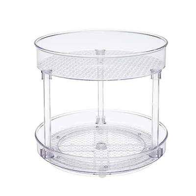 Afbeelding van Amazon Basics Draaiplateau met 2 niveaus, organizer, transparant, 22,9 cm
