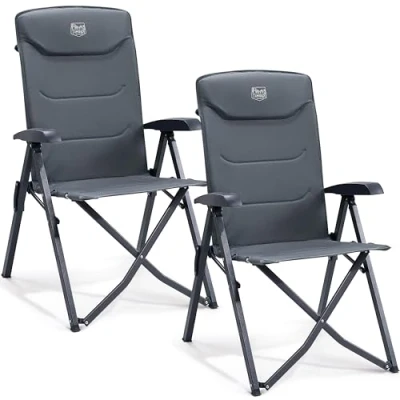 Afbeelding van TIMBER RIDGE Set van 2 opvouwbare campingstoelen voor volwassenen Verstelbare en robuuste tuinstoel 4 voudig Hoge rugleuning Luxe kantelbare eetkamer, strand