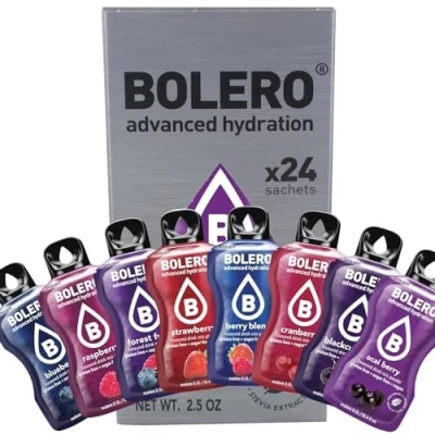 Image de Bolero boissons BERRY MIX STICKS 24x3g I boisson rafraîchissante en poudre sans sucre édulcorée à la stévia hypocalorique vitamine C