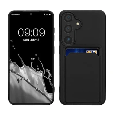 Afbeelding van kwmobile telefoonhoesje geschikt voor Samsung Galaxy S24 Hoesje met pasjeshouder TPU case in zwart