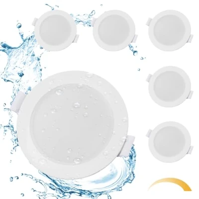 Afbeelding van Gr4tec, verpakking van 6, dimbare led inbouwspot, IP65 badkamer plafondlamp, 6 W 2700 K, warm wit, 35 mm, extra platte spot, gatdiameter Φ68 80 AC230V plafondverlichting voor woonkamer.