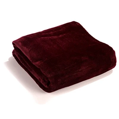 Afbeelding van Grote deken XL ca. 150 x 200 cm, flanellen microvezel, super zacht, warm, licht, pluisvrij, hoge kwaliteit, type 176, polyester, bordeaux, H B cm