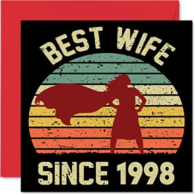 Afbeelding van Kaart voor 26e huwelijksverjaardag vrouwen van echtgenoot Beste vrouw sinds 1998 Cadeau partner, 145 mm x