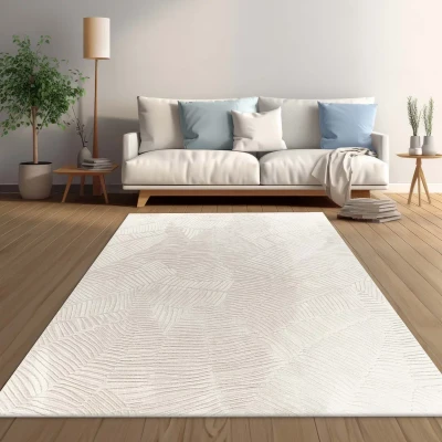 Afbeelding van Zacht Vloerkleed Emily Strepen Crème 60x110 Cm