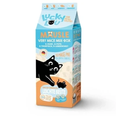 Afbeelding van 20x28g Lucky Lou Mäusle Mix Pakket Selectie (4 soorten) kattensnacks