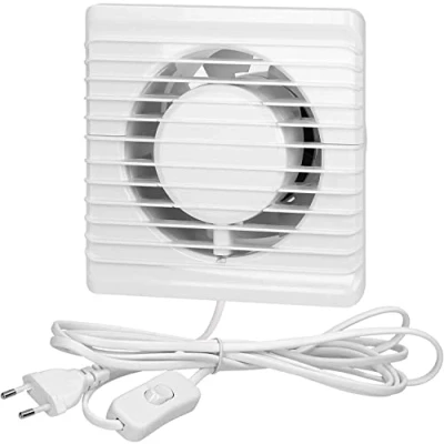 Afbeelding van Miratic Ventilator, 100 mm, wandmontage, stille afvoerventilator, 220 V (met koord)