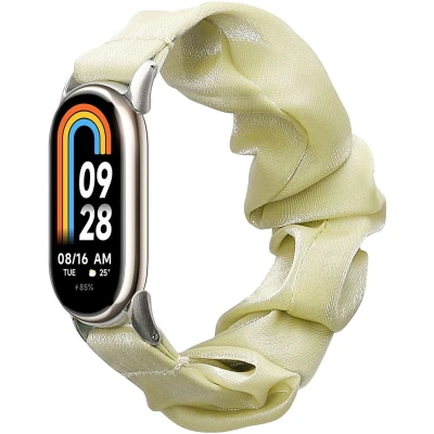 Afbeelding van kwmobile elastisch bandje voor smartwatch geschikt Xiaomi Mi Band 8 / 9 Horlogebandje van katoen In geel