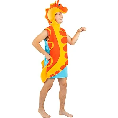 Afbeelding van Funidelia Zeepaardkostuum voor vrouwen en mannen Dieren Kostuum Volwassenen Accessoire verkleedkleding rekwisieten Halloween, carnaval &amp; feesten Maat Standaard Oranje
