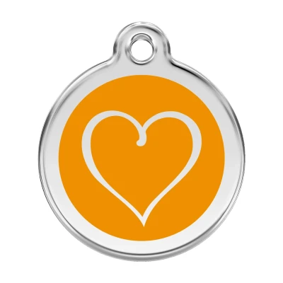 Afbeelding van Tribal Heart Orange roestvrijstalen hondenpenning large/groot dia. 3,8 cm RedDingo