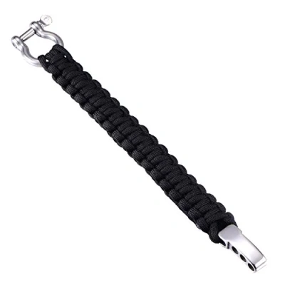 Afbeelding van DonDon Survivalarmband voor heren, van paracord, gevlochten armband met roestvrijstalen sluiting, Stof