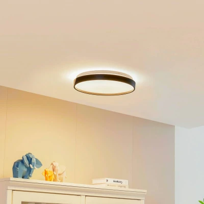 Afbeelding van Lindby Slimme plafondlamp RGB met dimmer 1licht Plastic, metaal H: 6.5 cm wit, zwart Inclusief lichtbron