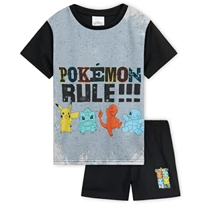 Afbeelding van Pokemon pyjama voor kinderen, jongens, set, T shirt en shorts, Zwart/Grijs