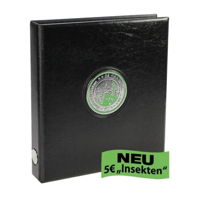 Afbeelding van Safe Safe, Premium, Album (4 rings) voor 5 Euromunten, Wondere wereld v.d insecten incl. 3 bladen Zwart afm: 235x265x45 mm. per st.