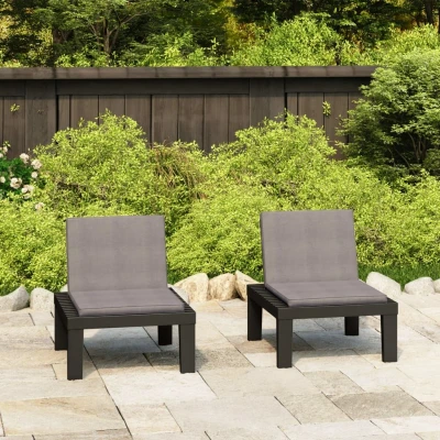Afbeelding van Loungestoelen 2 st met kussens kunststof grijs