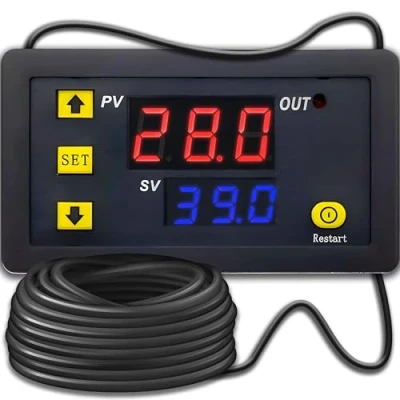 Afbeelding van Retoo Temperatuurthermostaat, temperatuurregelaar, programmeerbaar, temperatuursensor, thermostaat, controller, lcd display, thermostaatsensor 1 m, 50 110 C, alarm, AC microcomputer