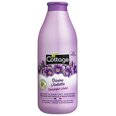 Afbeelding van Cottage Douchebad en vochtmelk goddelijk violet 97% natuurlijke ingrediënten 1 eenheid 750 ml