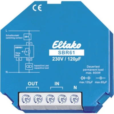 Afbeelding van Eltako 61100330 Stroombegrenzingsrelais capacitief 230 V/120 microfarad. 1 NO contact 10 A/250 V AC Blauw