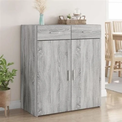 Afbeelding van vidaXL Dressoir 80x42,5x93 cm bewerkt hout grijs sonoma eikenkleurig