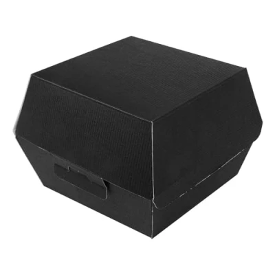 Afbeelding van Set van 50 Hamburger Thepack 230 G/M2 hoesjes 14,4 x 13,6 9,2 cm (L+) zwart Nano Micro golfkarton