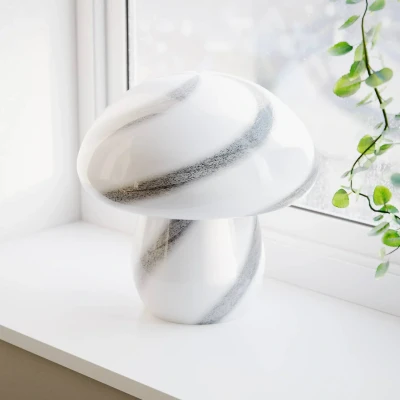 Afbeelding van By Rydéns Mira Paddenstoel tafellamp, zwart/wit, glas