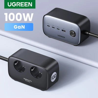 Afbeelding van UGREEN DigiNest Pro 100W GaN Snellader USB C stekkerdoos oplader 2 weg aansluiting met schakelaar MacBook Pro/Air, iPhone 14 Max, iPad Galaxy S23 Ultra, S23+,