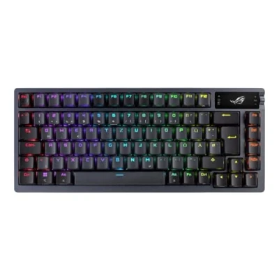 Afbeelding van ASUS ROG Azoth Draadloos mechanisch gamingtoetsenbord (75% vormfactor, NX schakelaars, PBT doubleshot toetsen, OLED display, Bluetooth, 2,4 GHz RF draadloos, USB, QWERTZ lay out) zwart