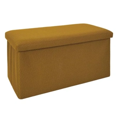 Afbeelding van Home Deco Factory Poef/hocker Atome opvouwbaar stof opbergbox okergeel 2 persoons 76 x 38 cm