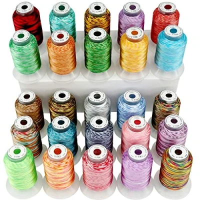 Afbeelding van New brothread 25 Bonte Kleuren Polyester Machine Borduurgaren Kit 500M (550Y) Elke Spoel voor Brother Janome Babylock Singer Pfaff Bernina Husqvaran Borduren en Naaimachines
