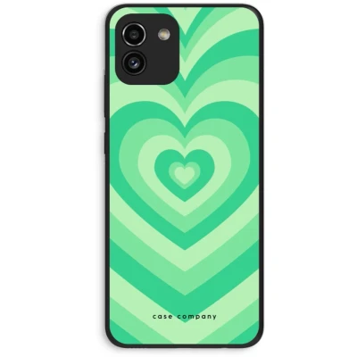 Afbeelding van Case Company® hoesje geschikt voor Samsung Galaxy A03 Hart Groen Soft Cover Telefoonhoesje Bescherming aan alle Kanten en Schermrand