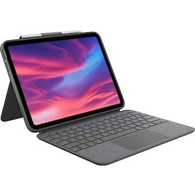 Image de Logitech Combo Touch Clavier et étui avec trackpad rétroéclairé Apple Smart connector QWERTZ Allemand gris oxford pour 10.2 inch iPad Wi Fi; 10.5 Pro 10.9 Air Fi